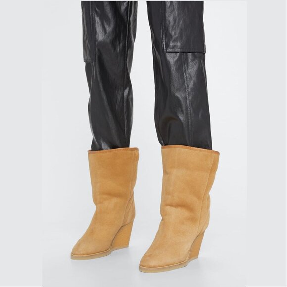 Isabel Marant Totam Wedge Boots Size 39 8.5 9 Natural Genuine Shearling NEW - Picture 1 of 16